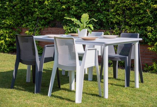 Table rectangulaire extérieur 160x90 gris foncé - ivoire NOA garbar - Image 6