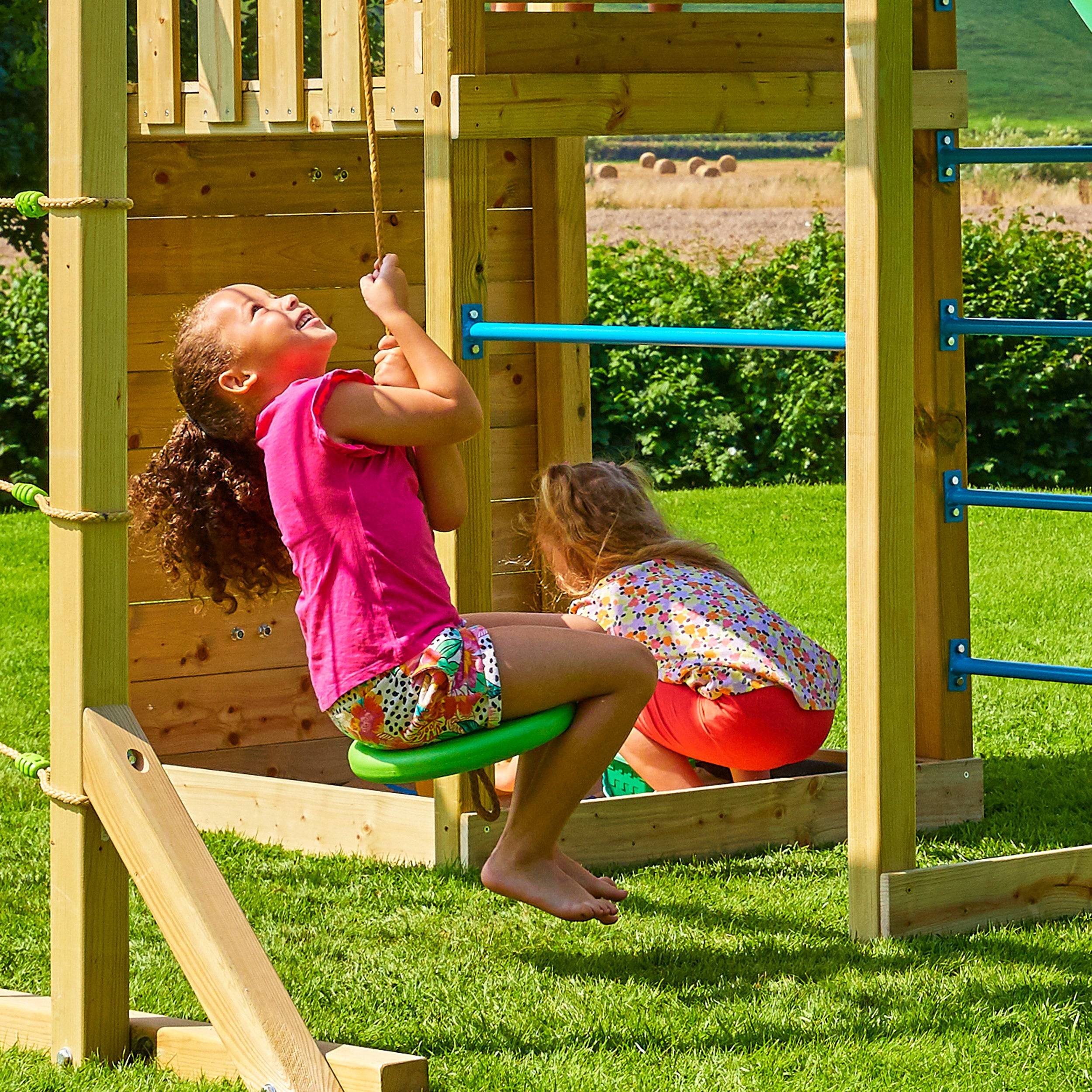 Tp Toys - AIre de jeux tyrolienne, mur d'escalade et toboggan - bois FSC® - SANTOLINE SKYWOOD - Imagen 6
