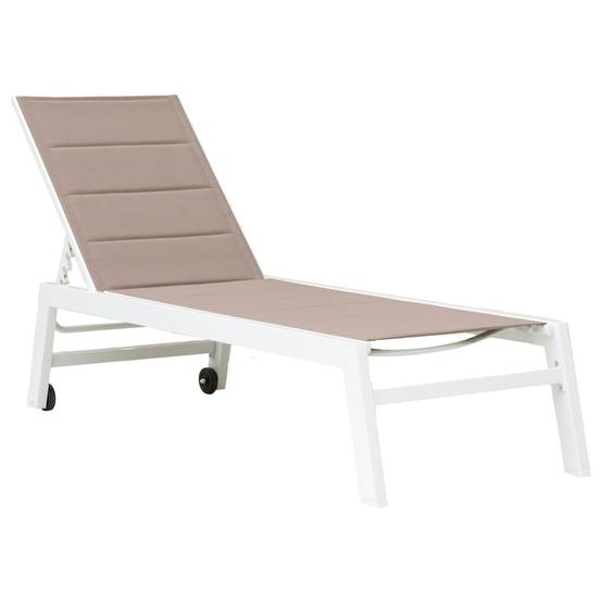 Bain de soleil BARBADOS en textilène taupe - aluminium blanc - HAPPY GARDEN - Imagen 1