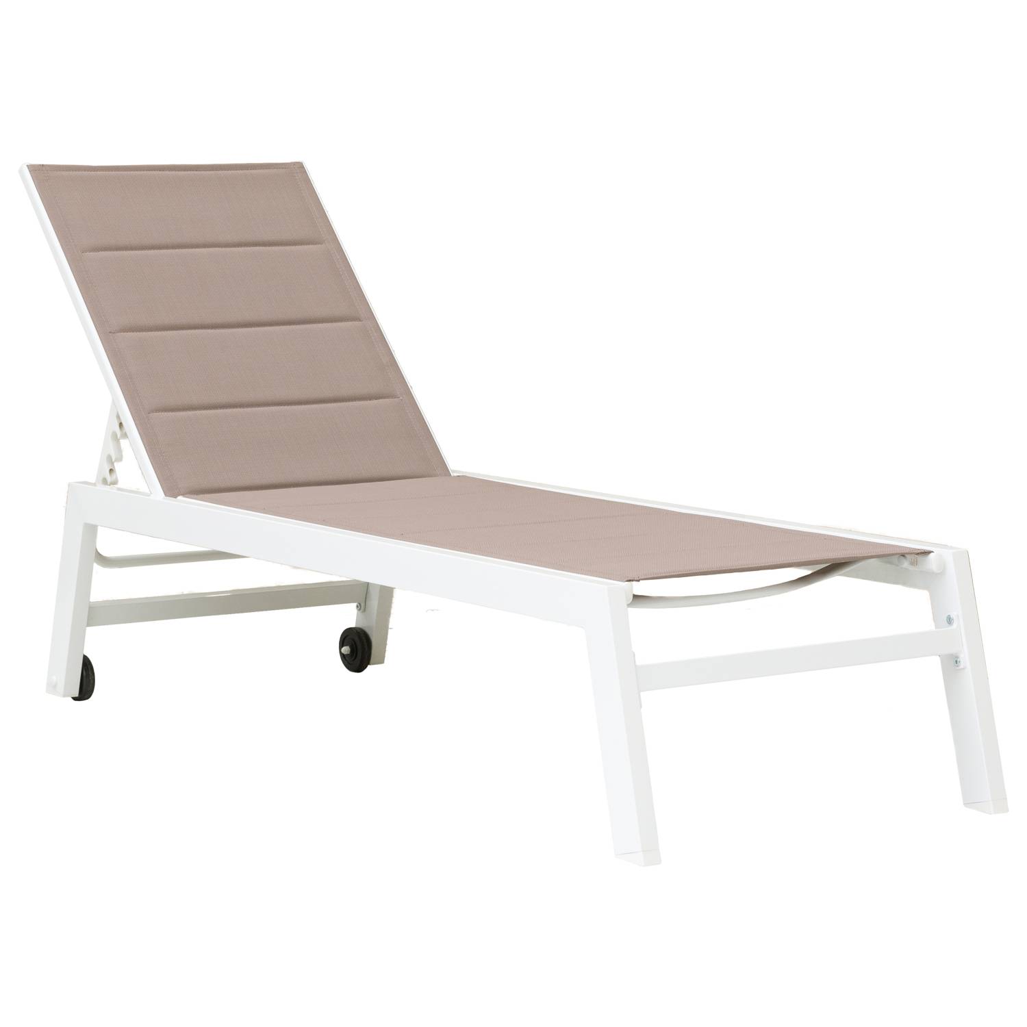 Bain de soleil BARBADOS en textilène taupe - aluminium blanc - HAPPY GARDEN - Imagen 1