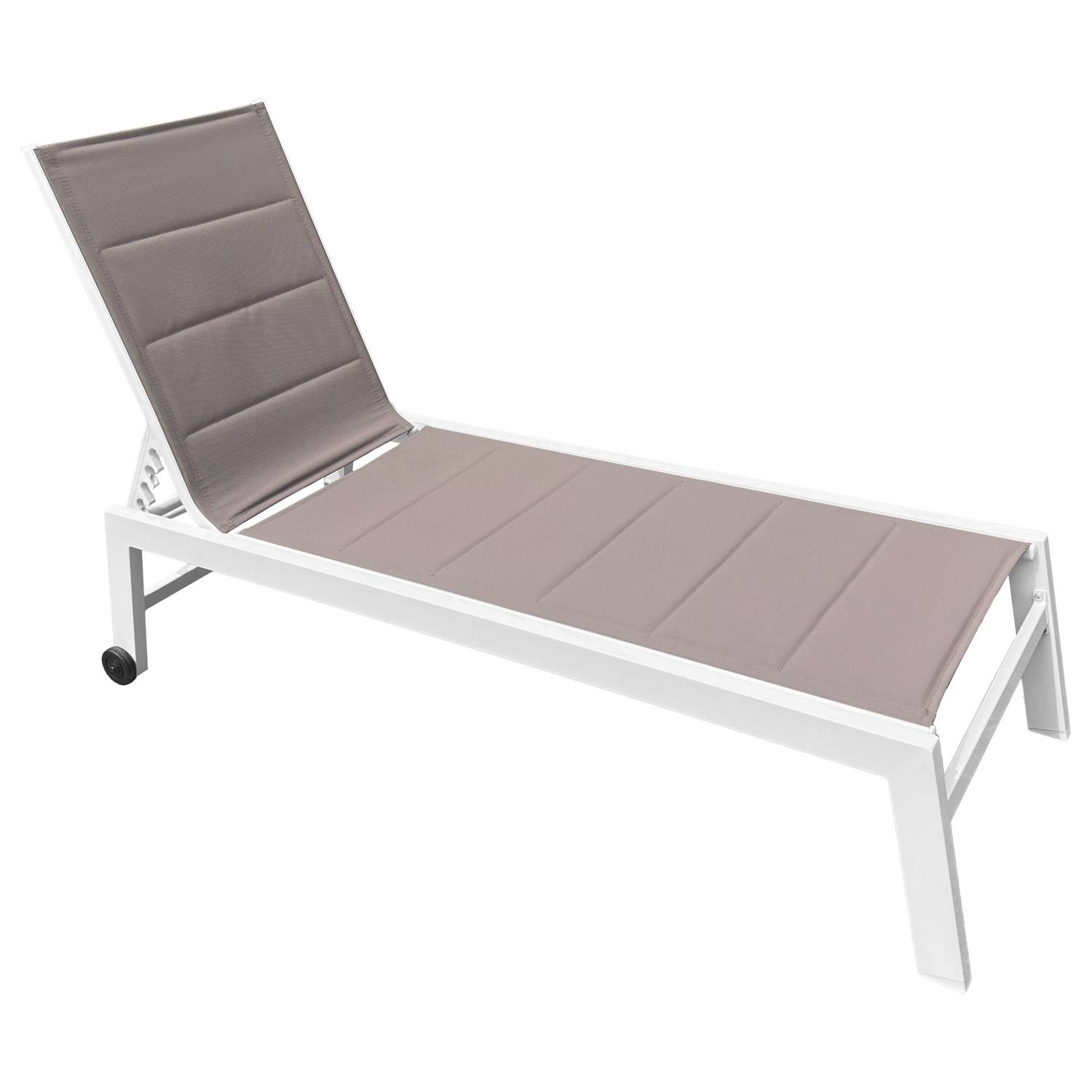 Happy Garden - Bain de soleil BARBADOS en textilène taupe - aluminium blanc - HAPPY GARDEN - Imagen 1