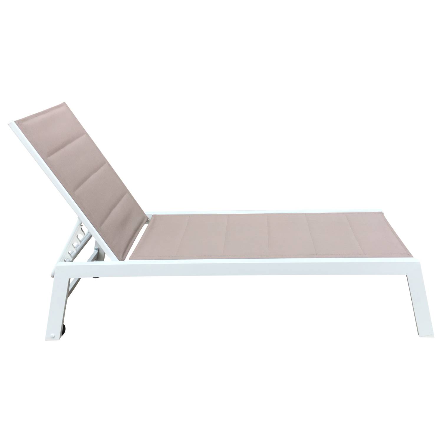 Bain de soleil BARBADOS en textilène taupe - aluminium blanc - HAPPY GARDEN - Imagen 3