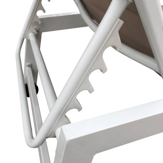 Bain de soleil BARBADOS en textilène taupe - aluminium blanc - HAPPY GARDEN - Imagen 6