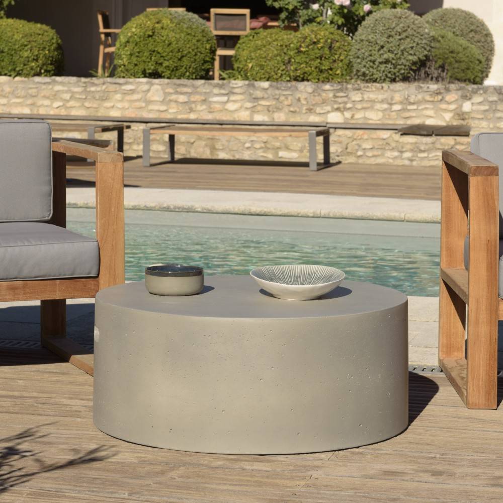 Macabane - HECTOR - Table basse ronde 79x79cm béton gris - Imagen 4