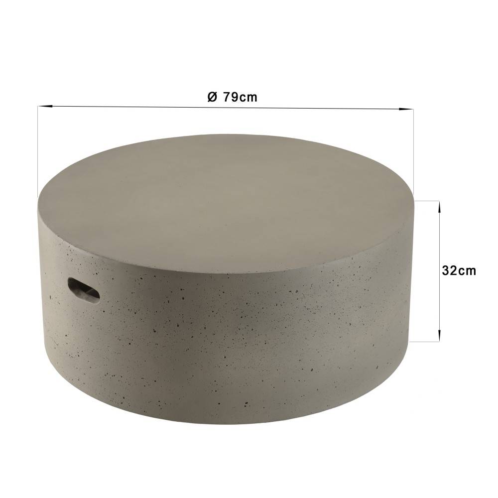 Macabane - HECTOR - Table basse ronde 79x79cm béton gris - Imagen 7