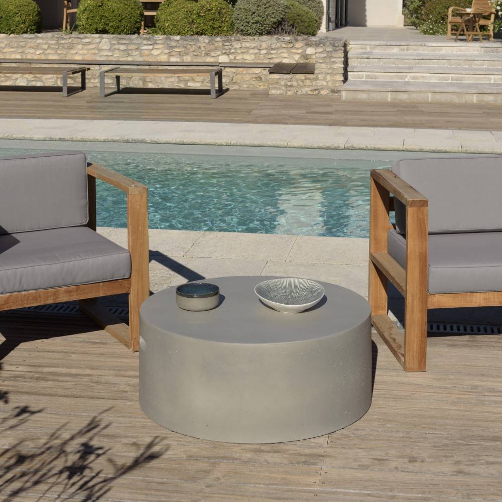 Macabane - HECTOR - Table basse ronde 79x79cm béton gris - Imagen 2