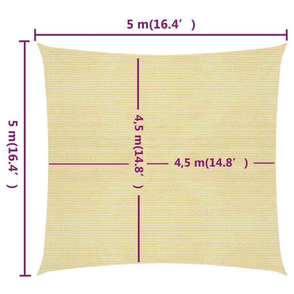 Helloshop26 - Voile d'ombrage 160 g/m² 5 x 5 m pehd beige - Imagen 6