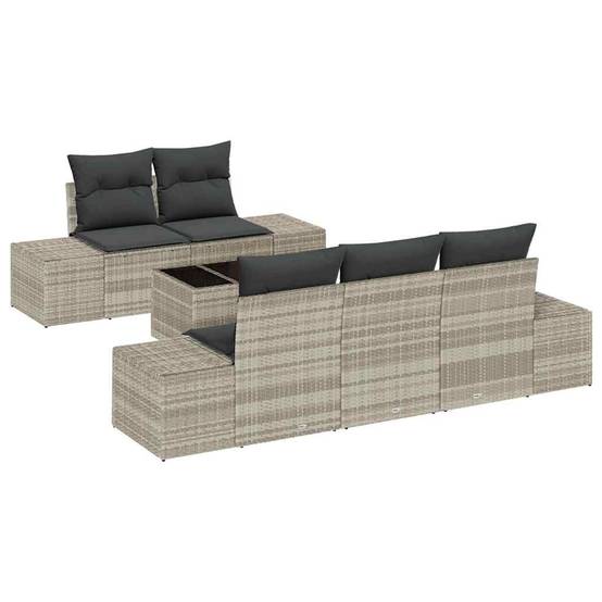 ComfortXL - Salon de Jardin 6 Places Polyrotin Modulable avec Coffre de Rangement Imperméable Gris Clair – ComfortXL Outdoor Living - Image 2