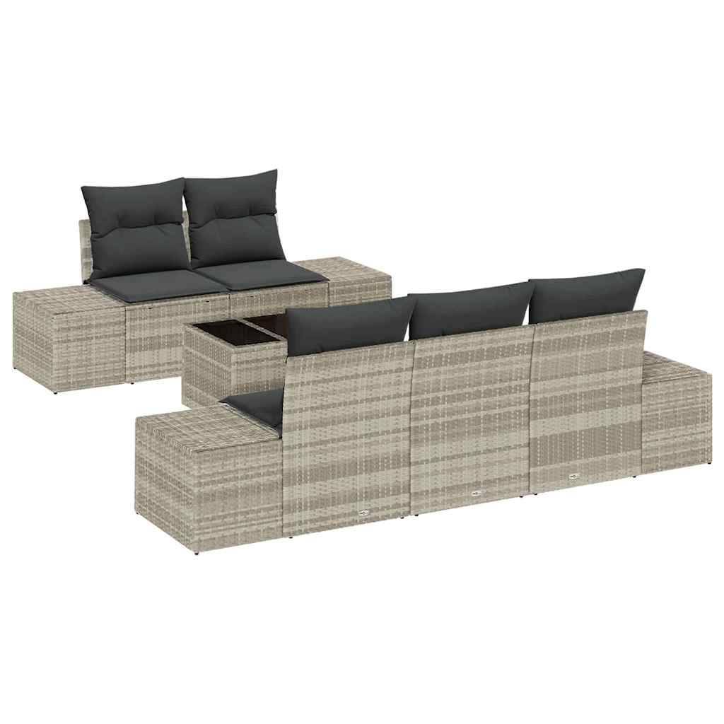 ComfortXL - Salon de Jardin 6 Places Polyrotin Modulable avec Coffre de Rangement Imperméable Gris Clair – ComfortXL Outdoor Living - Image 2