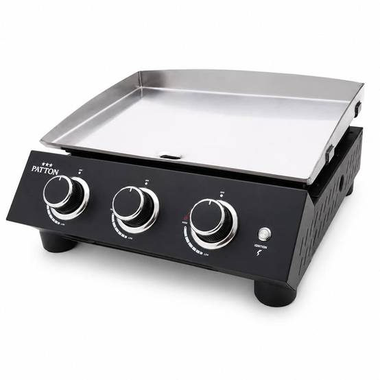 Plancha à gaz à poser Patton Vigor A300 avec 3 brûleurs et plaque de cuisson en acier inoxydable - Noir - Image 3