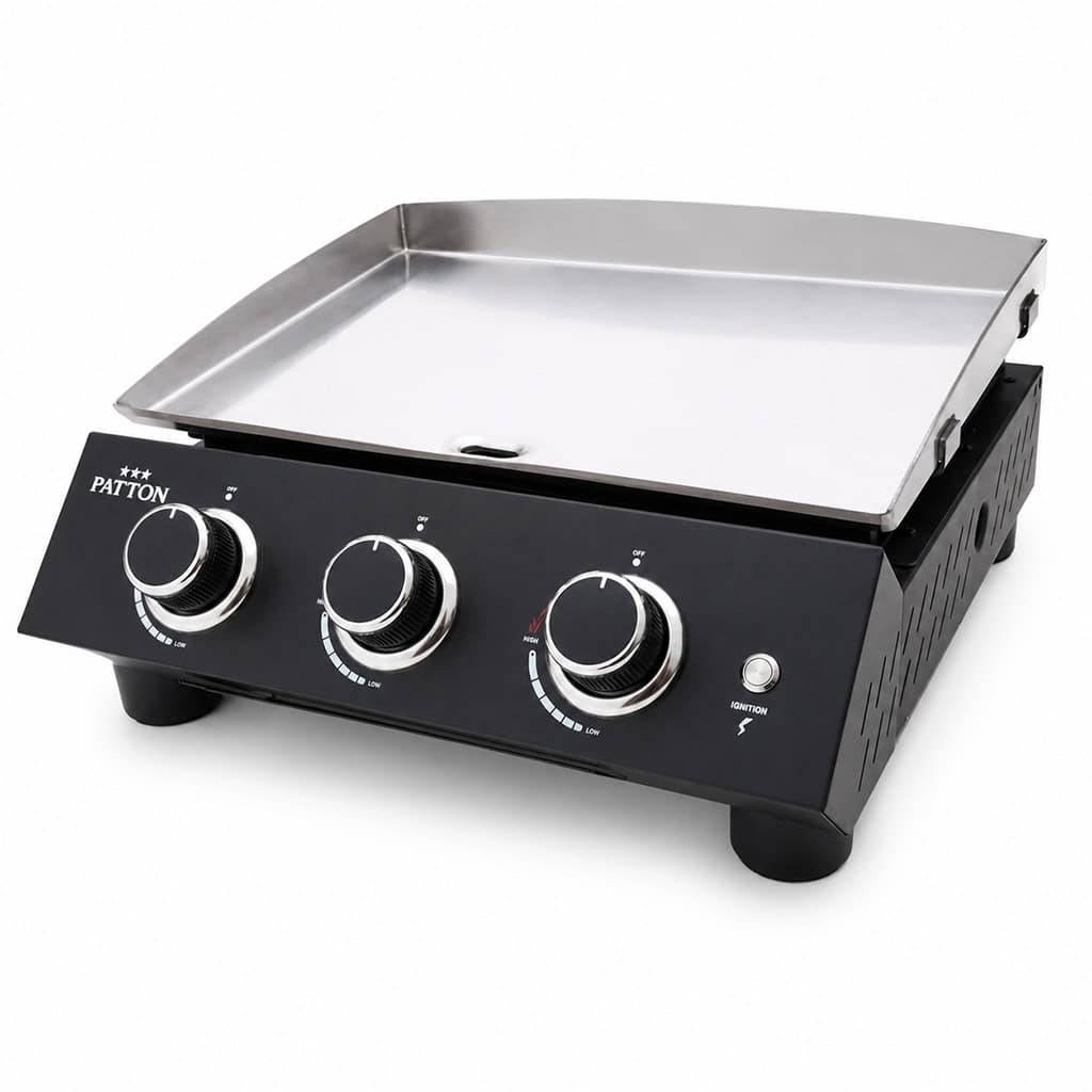 Plancha à gaz à poser Patton Vigor A300 avec 3 brûleurs et plaque de cuisson en acier inoxydable - Noir - Image 3