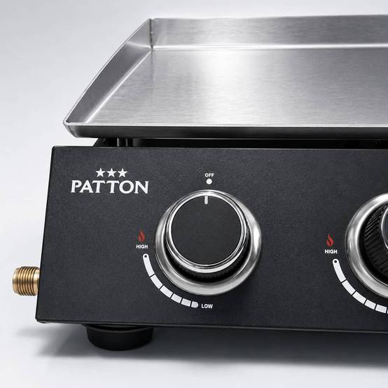 Plancha à gaz à poser Patton Vigor A300 avec 3 brûleurs et plaque de cuisson en acier inoxydable - Noir - Image 4