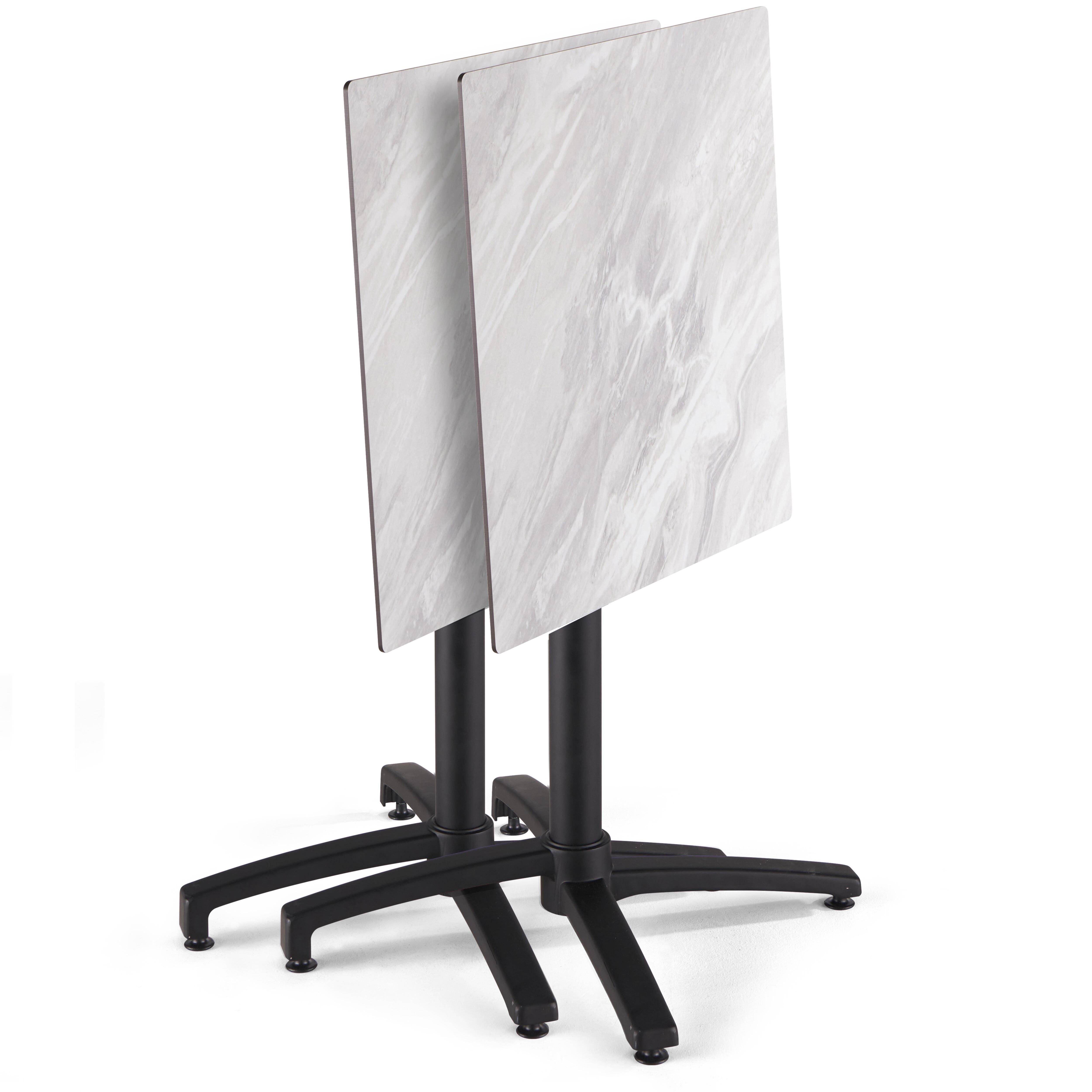 Oviala - Ensemble table 70 cm marbre et 4 chaises en métal taupe - Oviala - Imagen 4