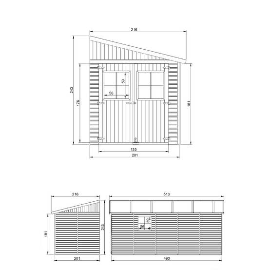 Timbela - Abri de Jardin en Bois Naturel H244x216x513 cm/10 m² sans paroi latérale - Stockage extérieur avec fenêtres - 17 mm d’épaisseur - Timbela M341 - Image 5