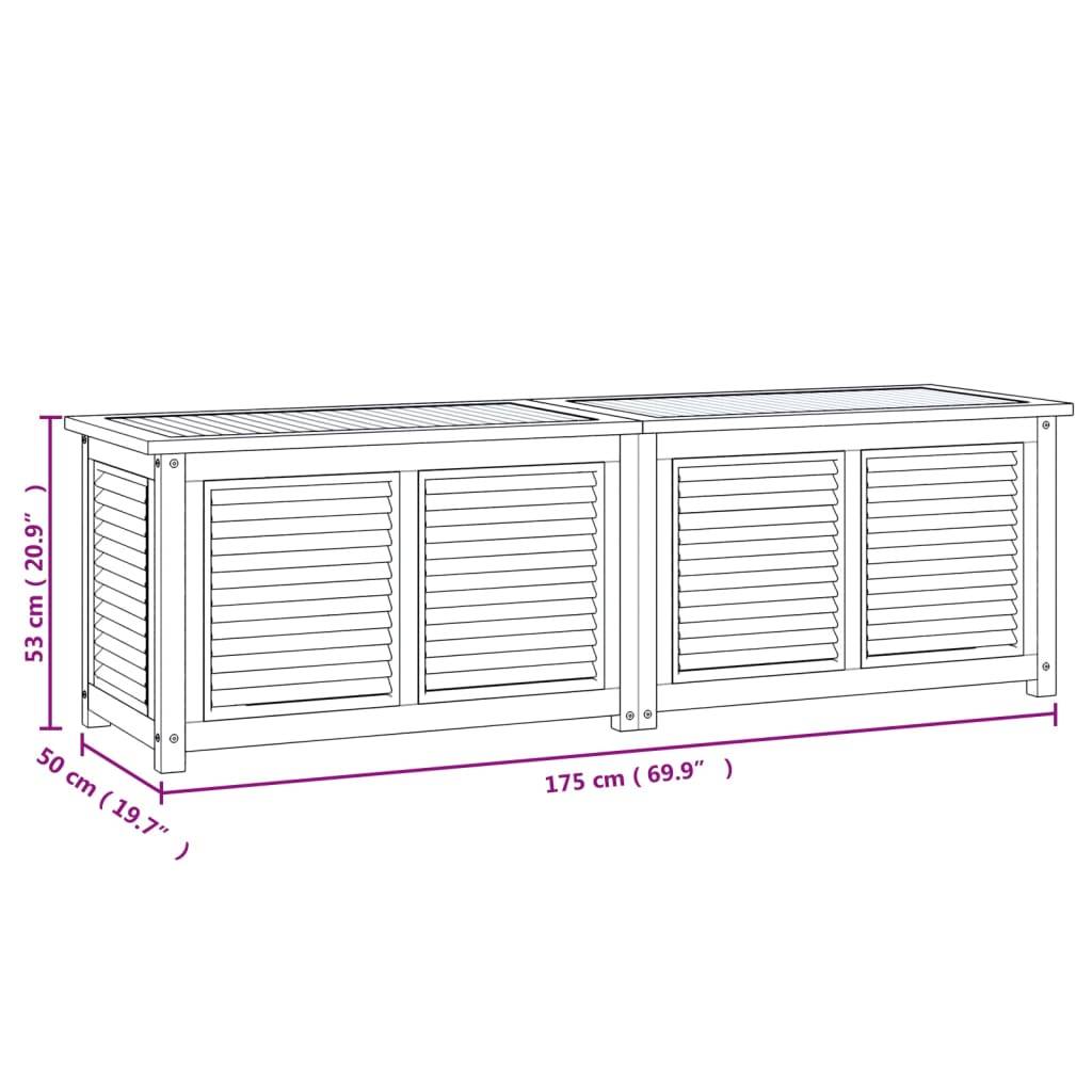 Helloshop26 - Boîte de rangement jardin et sac 175 x 50 x 53 cm bois massif teck - Imagen 6