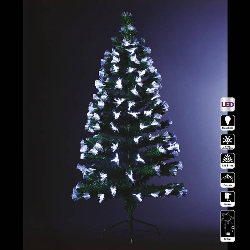 Sapin de Noël 120 cm vert lumineux LED blanc - Image 1