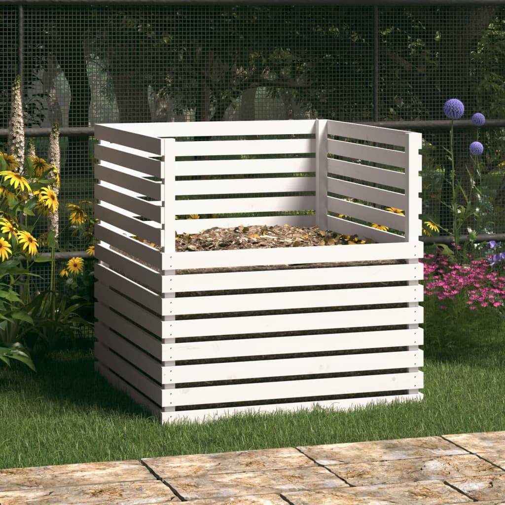 Vidaxl - Composteur Blanc 100x100x102 cm Bois massif de pin vidaXL 822193 - Image 1