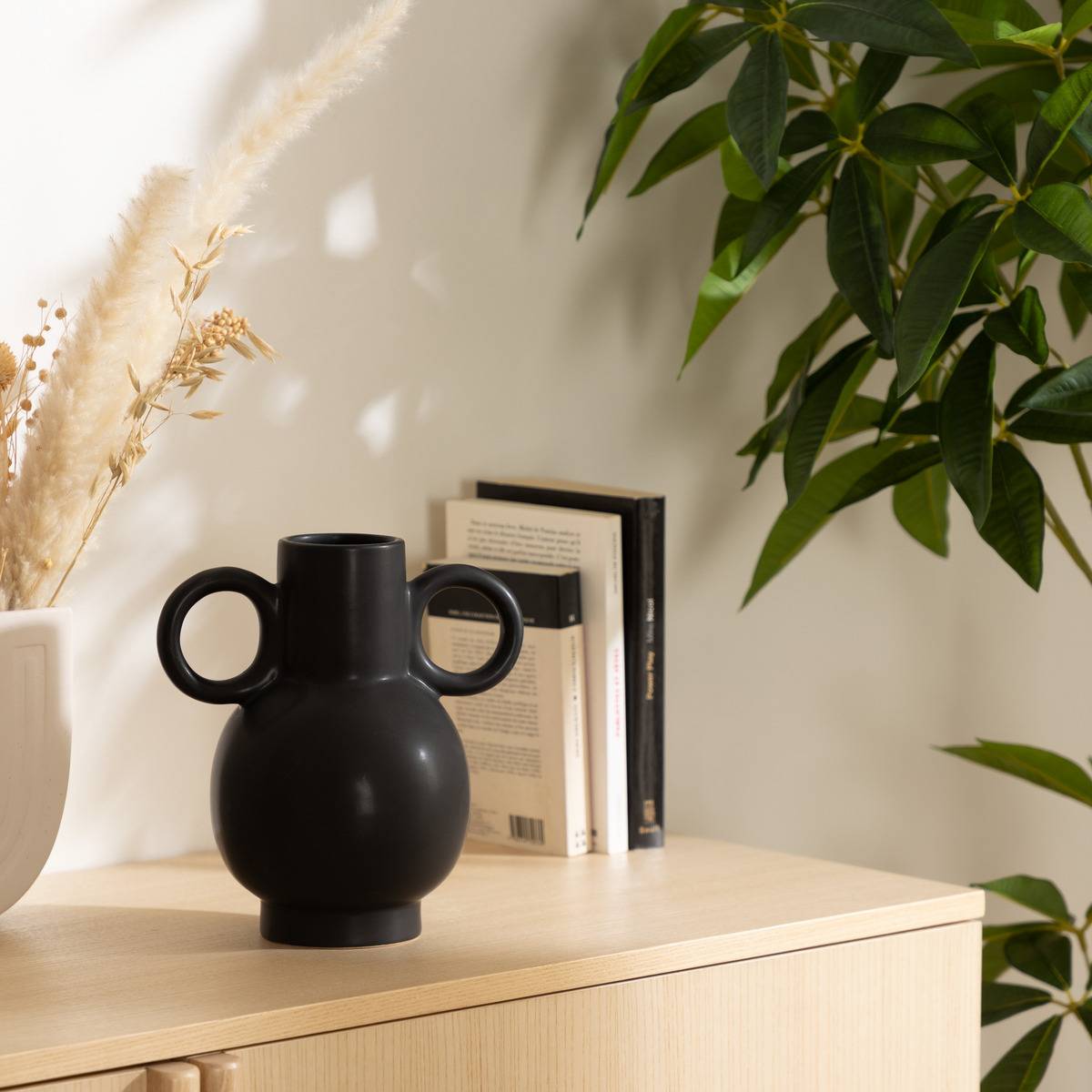 Atmosphera - Vase "Olme" en céramique H22cm noir - Atmosphera Créateur d'intérieur - Imagen 1