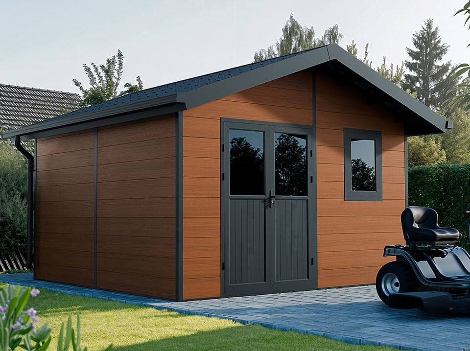 Abri de Jardin Composite ISORA - 15m2 Brun - Cabane Atelier / Abri Velo - Imagen 1