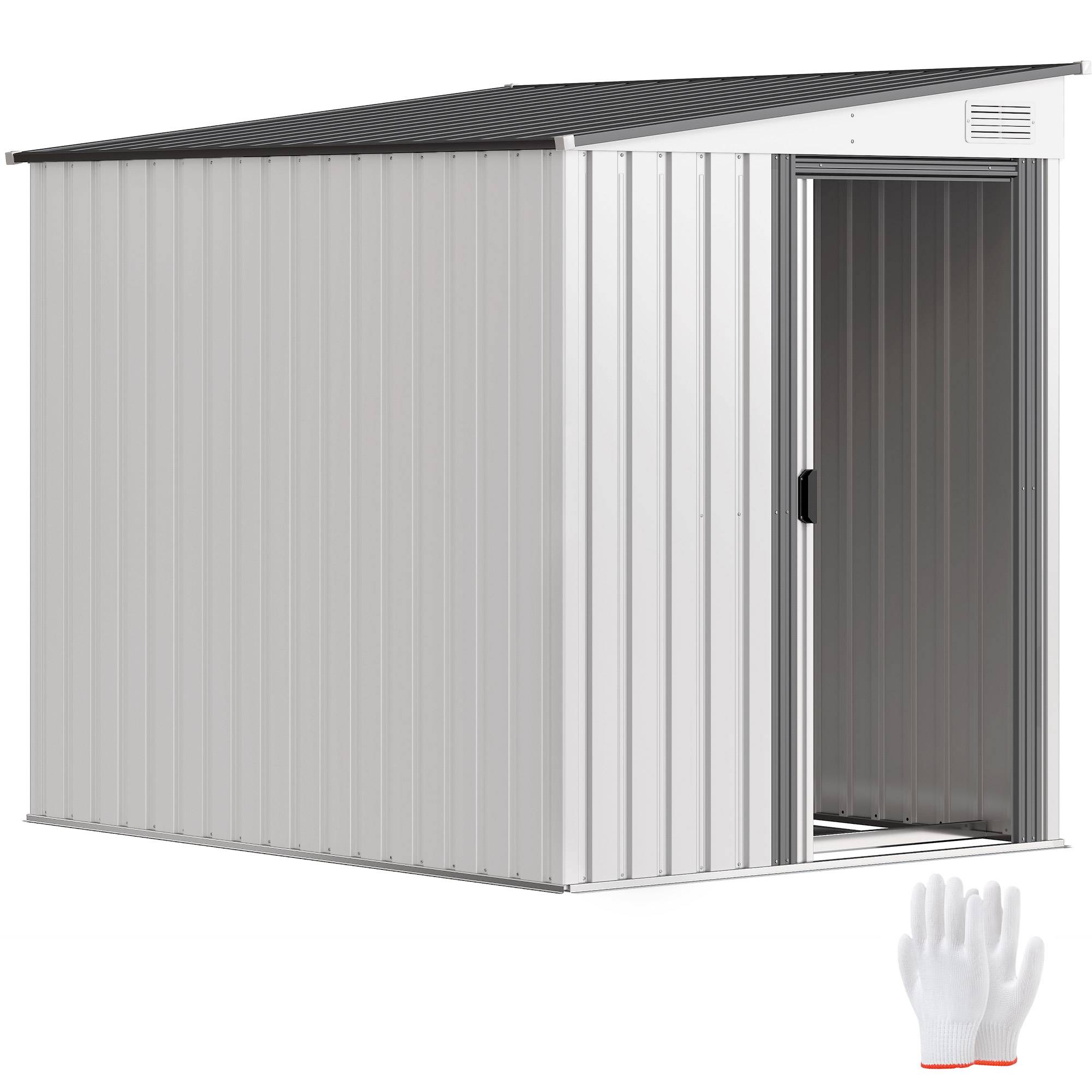 Abri métal 2,81m² 154x206,5x181cm outillage toit appentis fondation - Image 1
