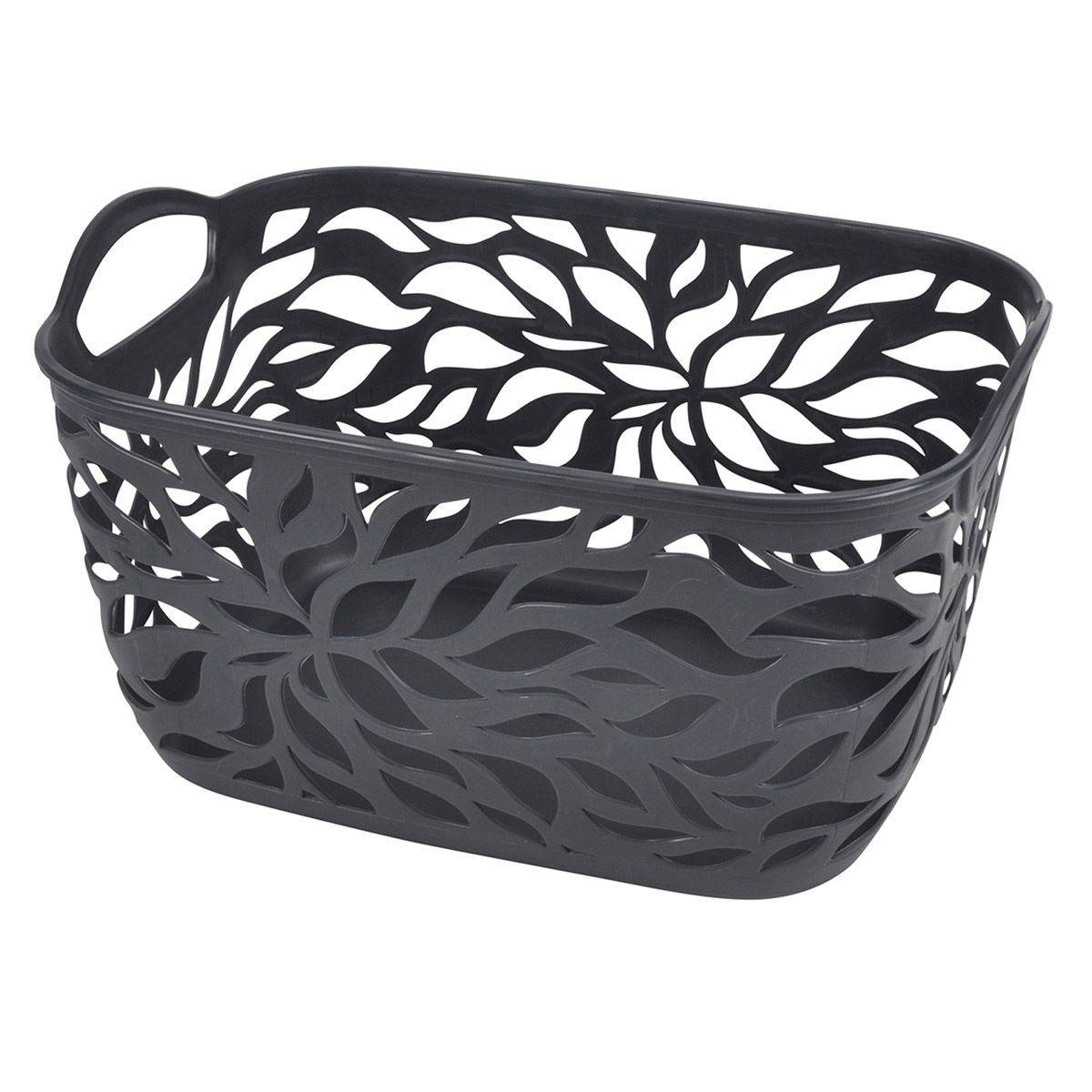 Panière à Linge "Motif Végétal" 14L Anthracite