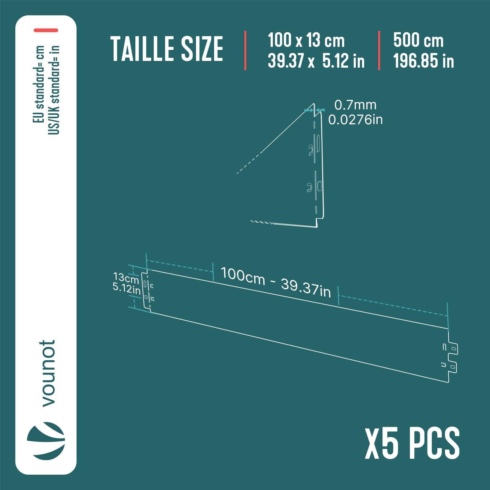 Vounot - Lot de 5 Bordure de jardin en métal galvanisé flexible 100x13cm - clôture gazon antirouille 5m - VOUNOT® - Image 3