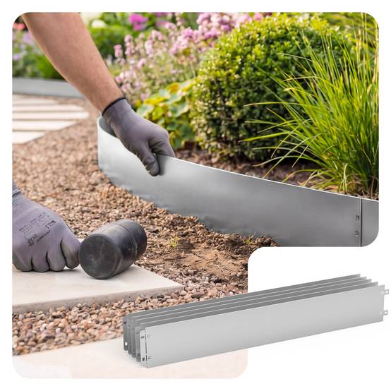 Vounot - Lot de 5 Bordure de jardin en métal galvanisé flexible 100x13cm - clôture gazon antirouille 5m - VOUNOT® - Image 1