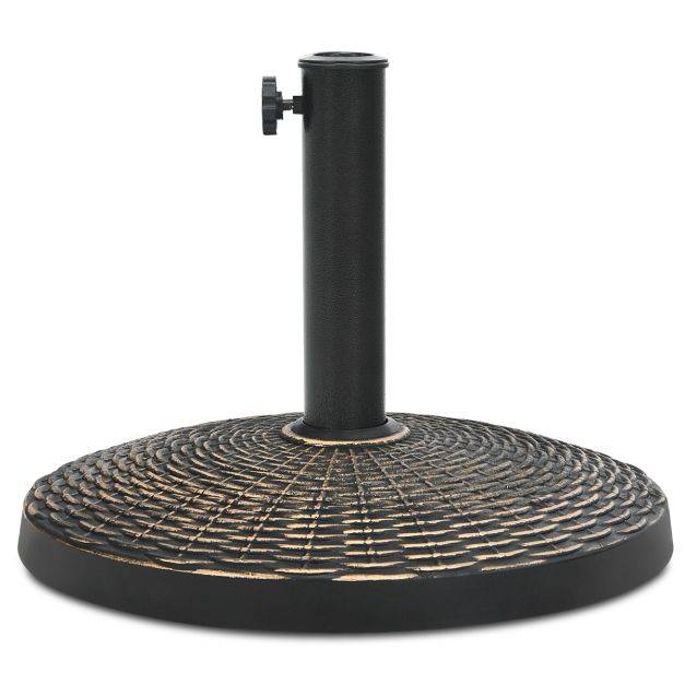 Helloshop26 - Base de parasol ronde en résine de 12 kg support de parasol d'extérieur robuste avec bouton réglable résistante à toutes saisons - Imagen 2