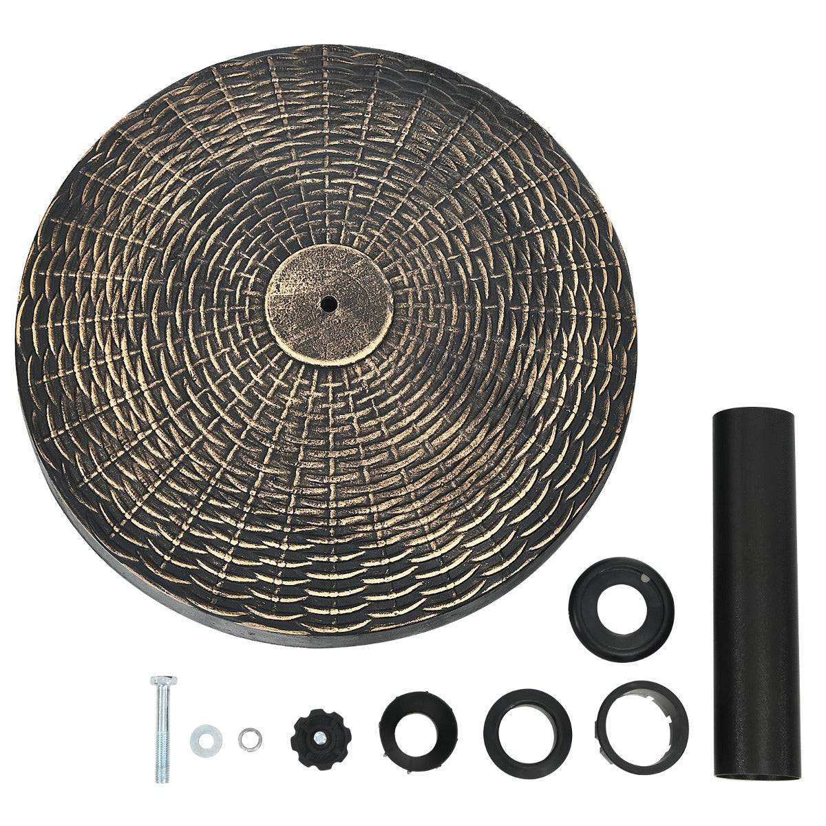 Helloshop26 - Base de parasol ronde en résine de 12 kg support de parasol d'extérieur robuste avec bouton réglable résistante à toutes saisons - Imagen 3