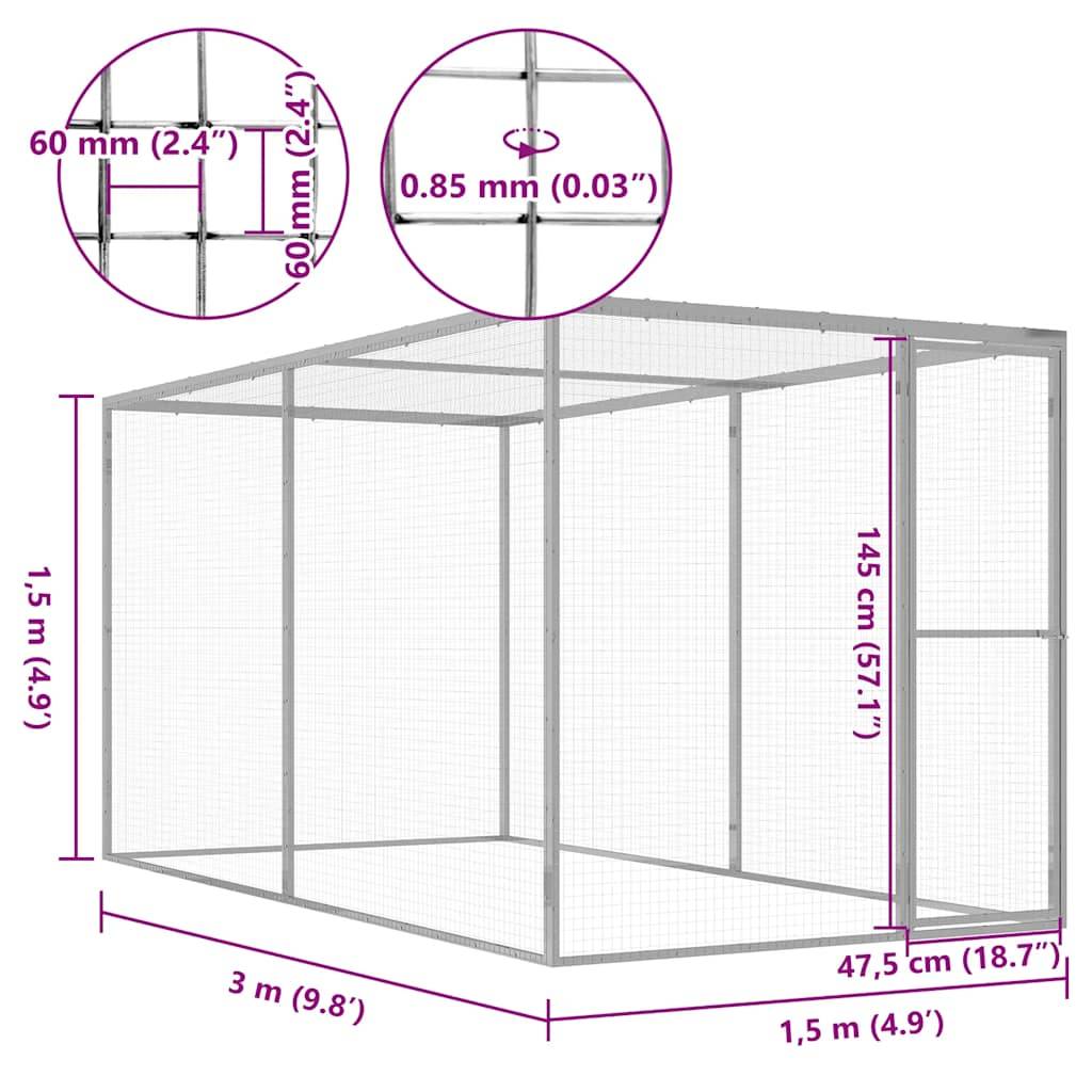 Vidaxl - Cage pour chat 3x1,5x1,5 m Acier galvanisé vidaXL 146357 - Image 3