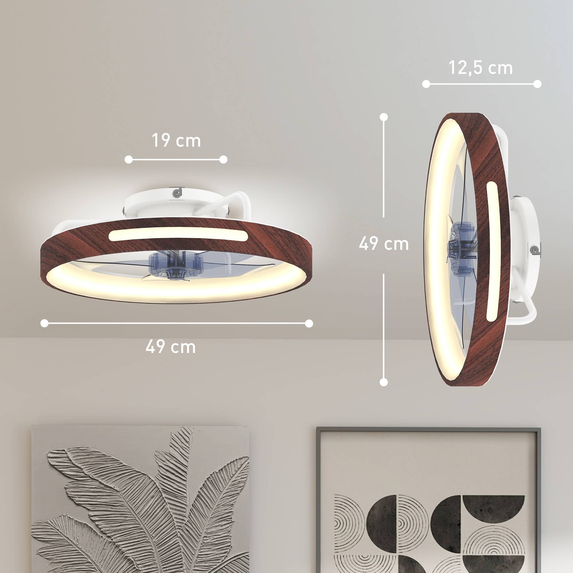 Sans Marque - Ventilateur plafond éclairage LED moteur CC 40 W réversible télécommande 6 vitesses 3 couleurs minuterie teck - Image 5
