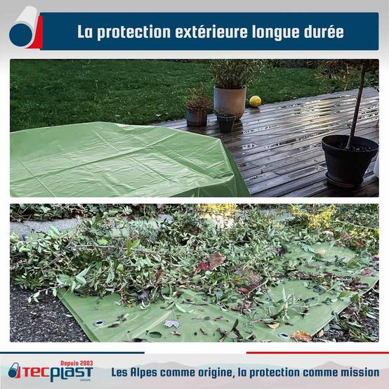 Bâche Jardin 2,5x3 m LP506JD Vert Sauge - Garantie 5 ans - Bâche PVC étanche - Résistance Anti-UV TECPLAST - Image 2