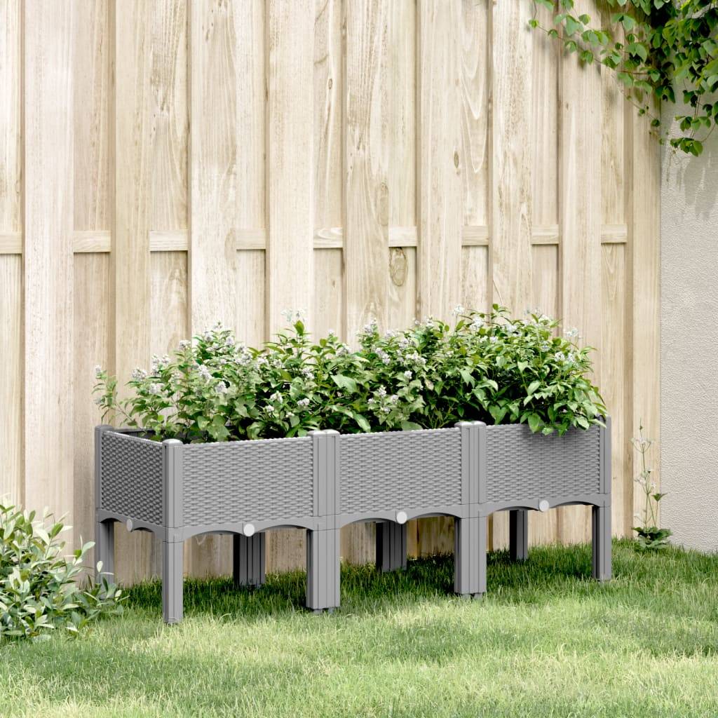 ComfortXL - Grand Bac à Fleurs sur Pieds PP pour Jardin Terrasse 120x40x42 cm Gris Clair - ComfortXL Outdoor Living - Image 1