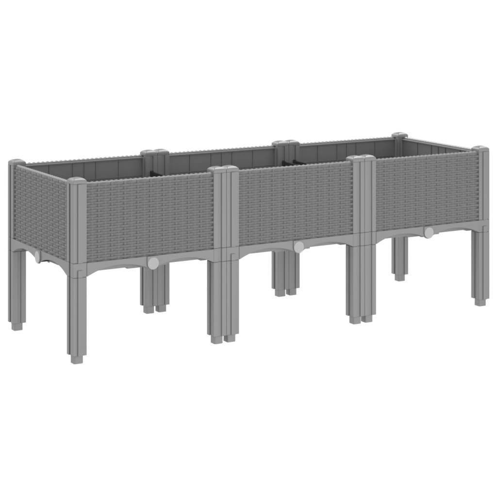 ComfortXL - Grand Bac à Fleurs sur Pieds PP pour Jardin Terrasse 120x40x42 cm Gris Clair - ComfortXL Outdoor Living - Image 5