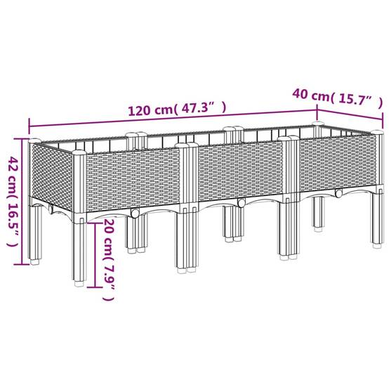 ComfortXL - Grand Bac à Fleurs sur Pieds PP pour Jardin Terrasse 120x40x42 cm Gris Clair - ComfortXL Outdoor Living - Image 7