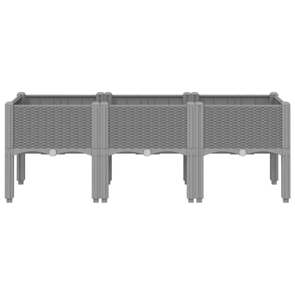 ComfortXL - Grand Bac à Fleurs sur Pieds PP pour Jardin Terrasse 120x40x42 cm Gris Clair - ComfortXL Outdoor Living - Image 3