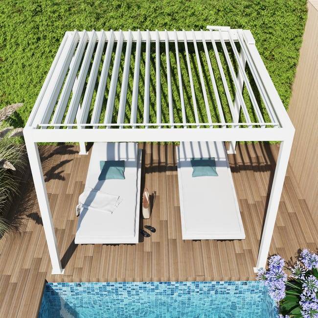Pergola Bioclimatique Autoportante Motorisée Éclairée Aluminium 3x3 Blanc SV ORIAL France - Image 6