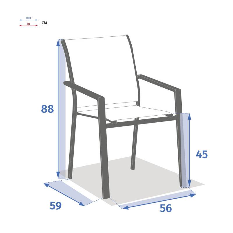 Hesperide - Fauteuil de jardin empilable "Essentia"  lin blanc en aluminium traité en epoxy Hespéride - Imagen 4
