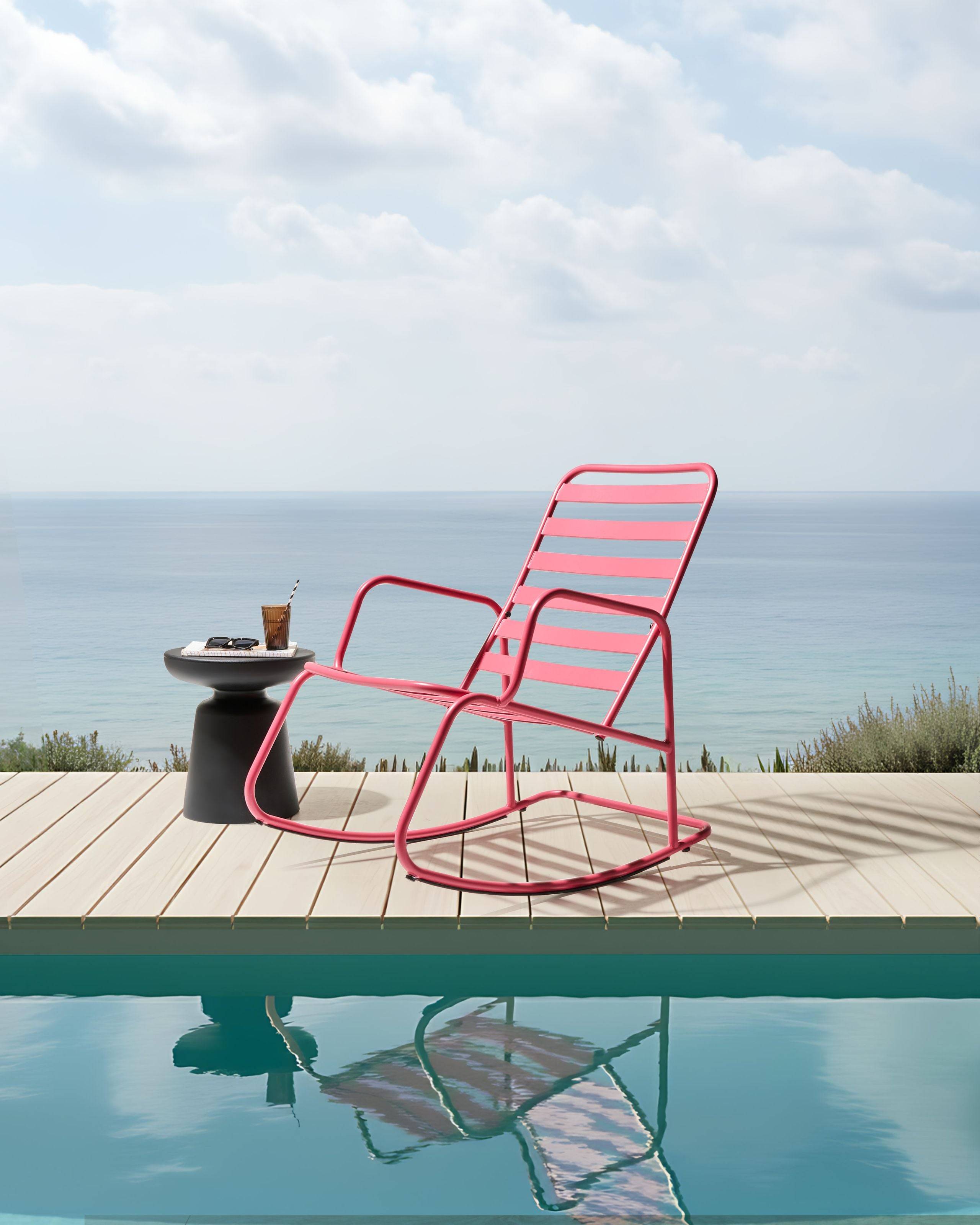 Beliani - Chaise à bascule Aluminium Rose TURI - 66x96x92- Beliani - Image 1