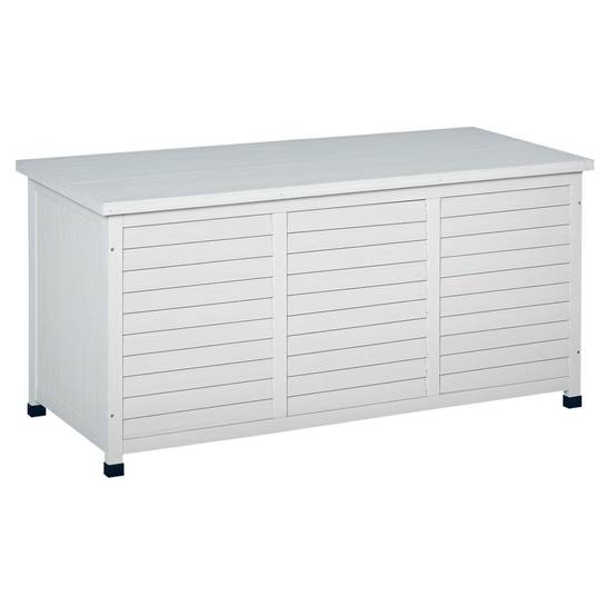 ComfortXL - Coffre rangement extérieur bois sapin malle jardin banc aération 283L 127x56x60cm blanc - ComfortXL Outdoor Living - Image 1
