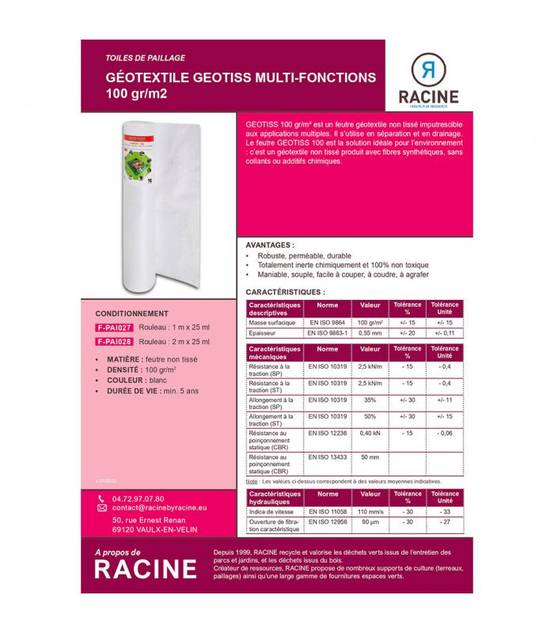 Feutre géotextile anti-herbes du jardin 1x25ml RACINE F-PAI027 - Image 2