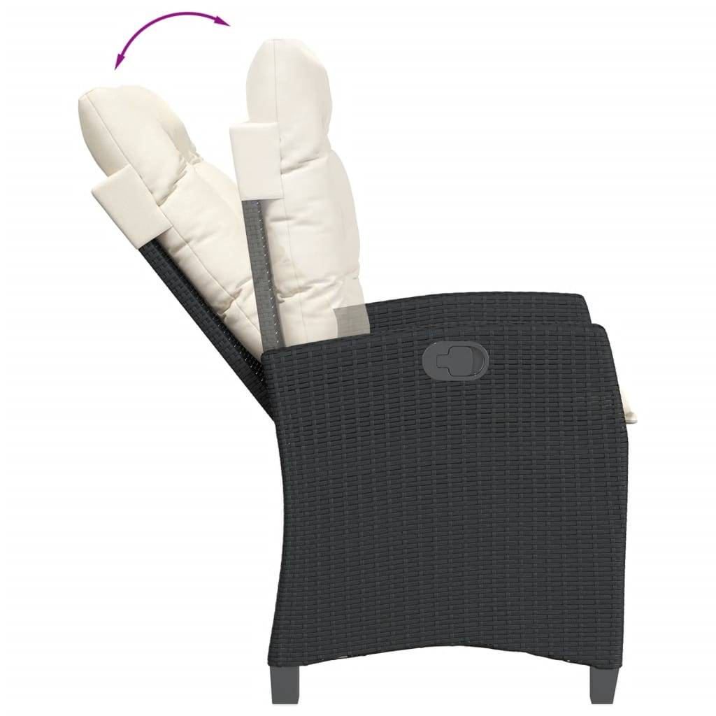Salon de Jardin Relax 2 Personnes, Fauteuils Inclinables en Résine Tressée Noire et Table Bois 90cm – ComfortXL Outdoor Living - Image 5