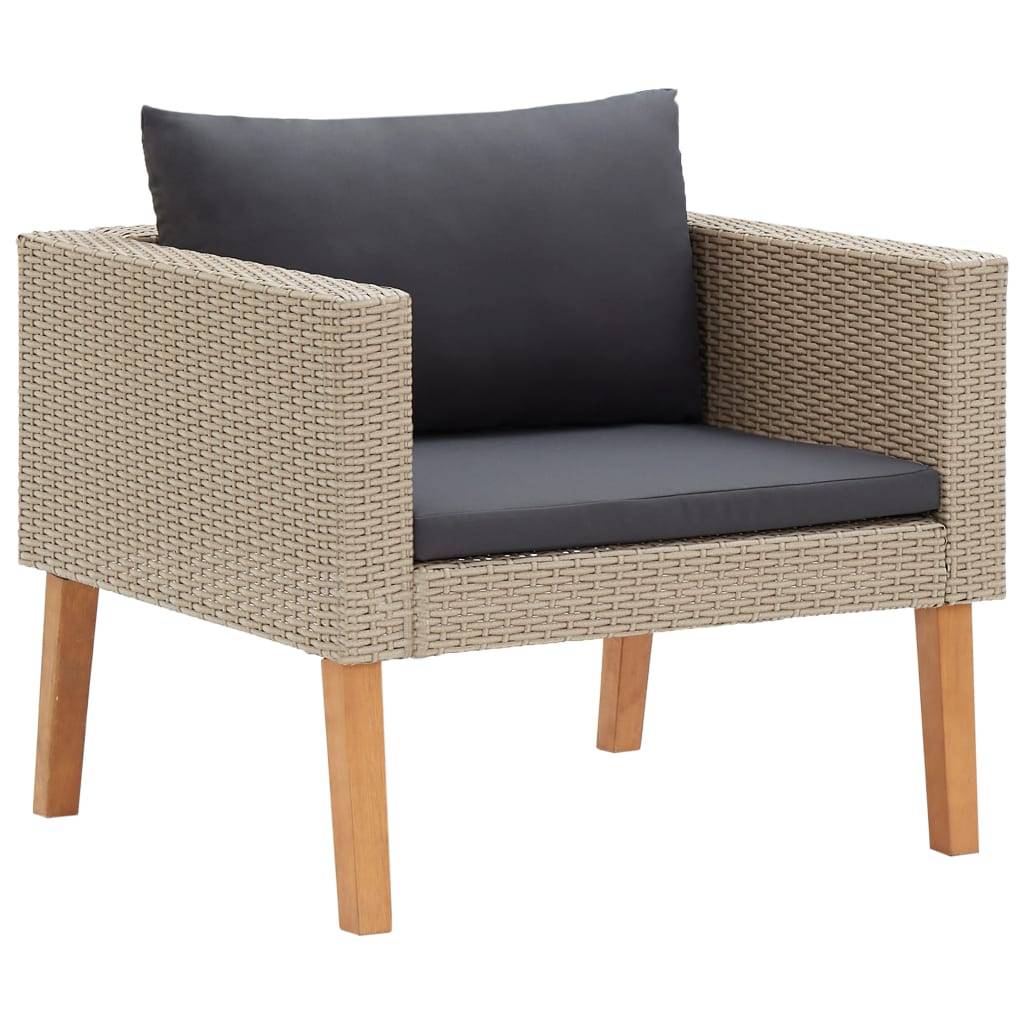 Helloshop26 - Salon de jardin meuble d'extérieur ensemble de mobilier 4 pièces avec coussins résine tressée beige - Imagen 2