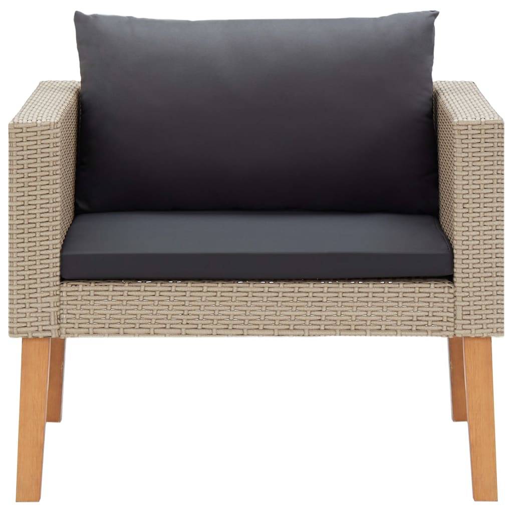 Helloshop26 - Salon de jardin meuble d'extérieur ensemble de mobilier 4 pièces avec coussins résine tressée beige - Imagen 3