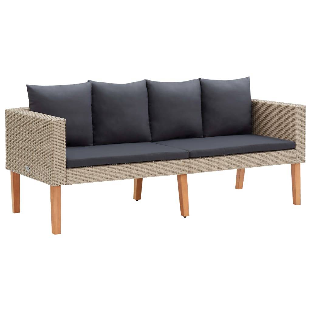 Helloshop26 - Salon de jardin meuble d'extérieur ensemble de mobilier 4 pièces avec coussins résine tressée beige - Imagen 7