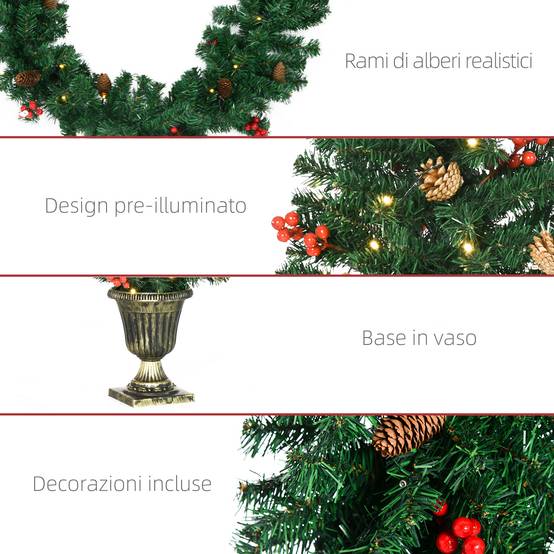 Décorations de Noël, ensemble de 4 pièces comprenant 2 sapins de Noël Φ40x90 cm, une guirlande de Noël et une couronne de Noël - Image 9