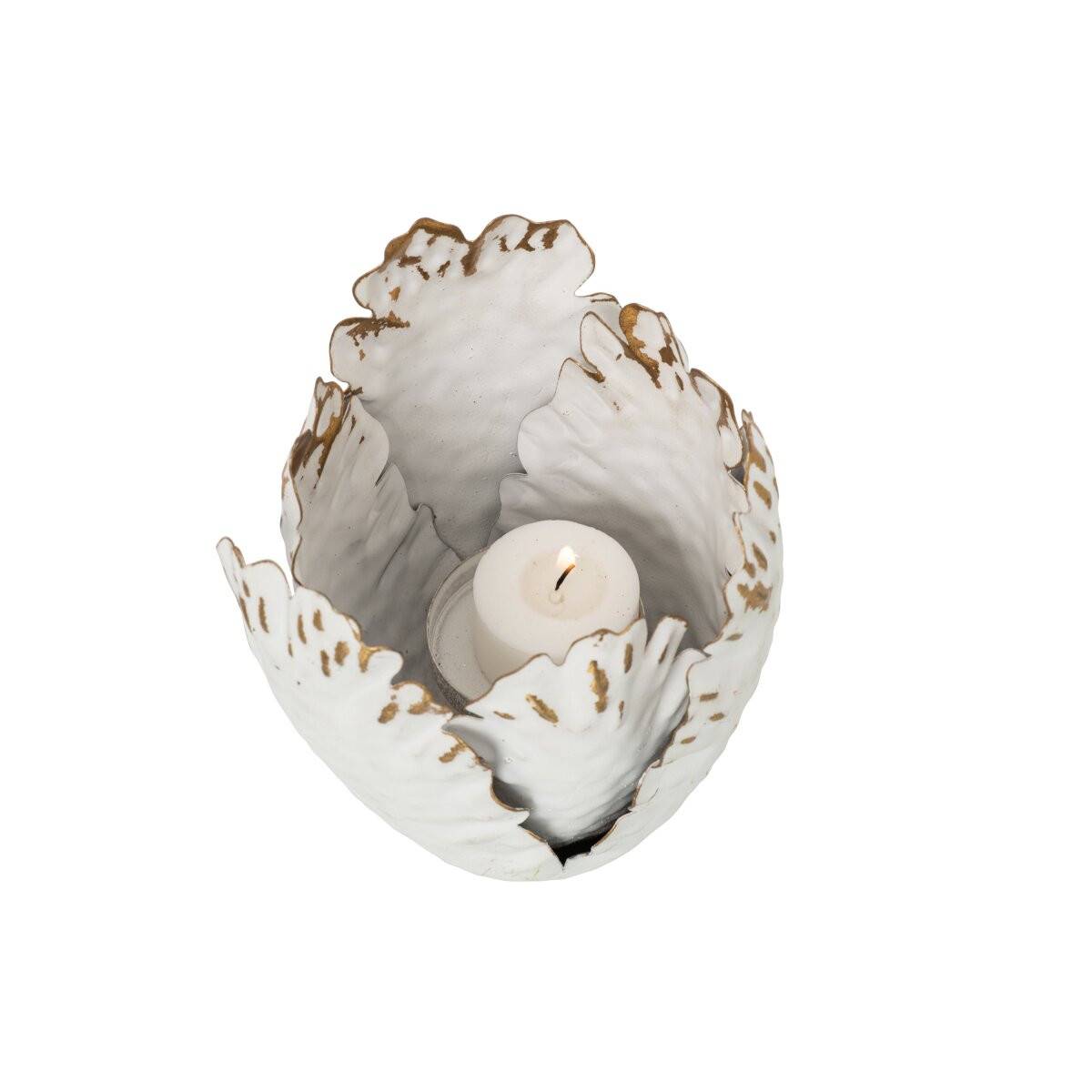 J-Line - Lot de 2 Photophores Tulipes "Vidal" 17cm Blanc - Image 3
