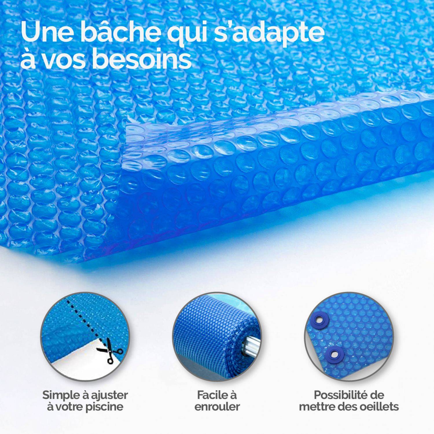Linxor - Bâche à bulles ronde 5,49m pour piscine - 180 Microns - Bleu - Linxor - Imagen 9