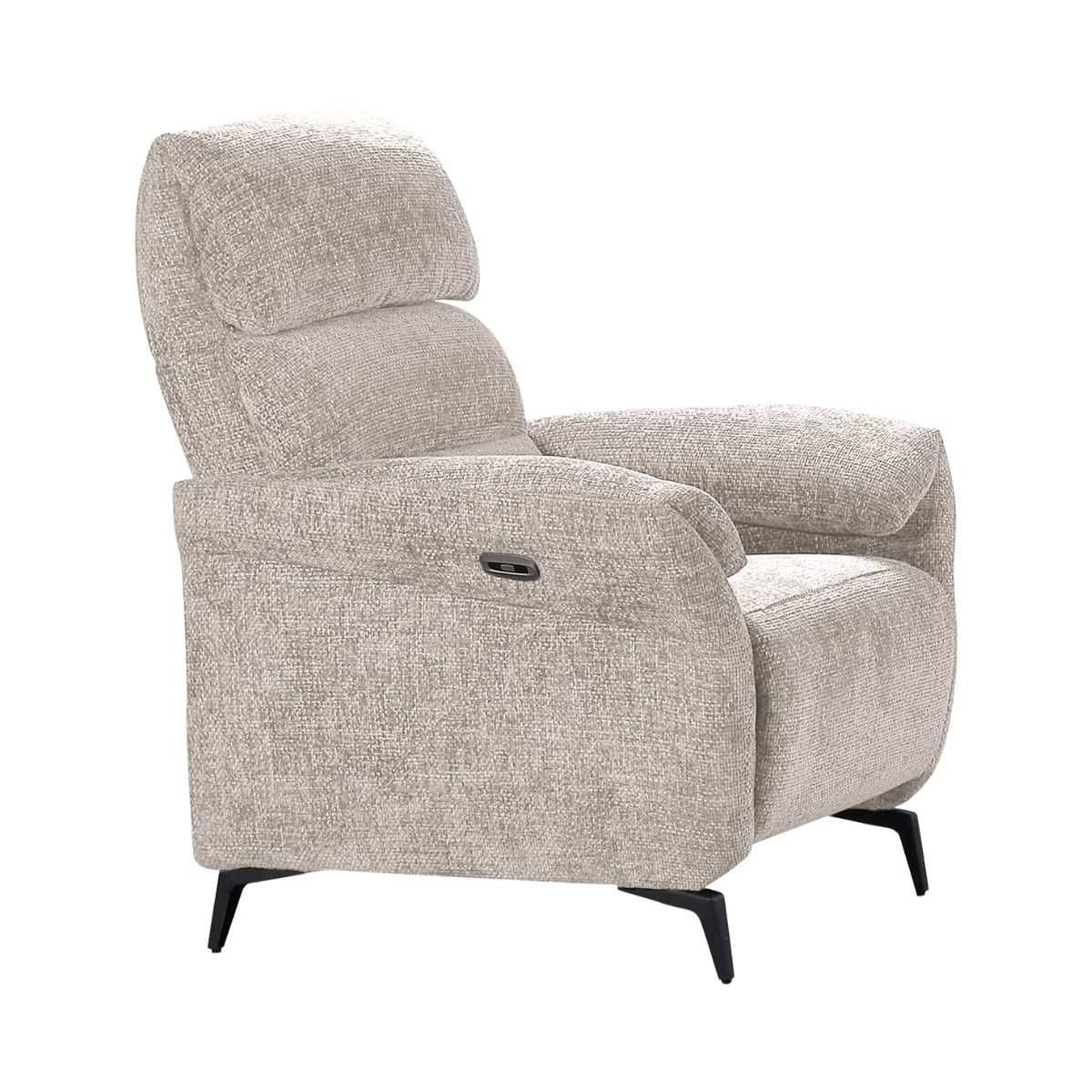 Fauteuil relax électrique tissu maillé ultra doux beige - LAMA - Image 1
