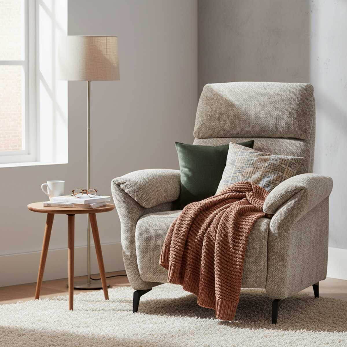 Fauteuil relax électrique tissu maillé ultra doux beige - LAMA - Image 2